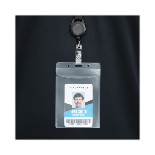 Image of Advantus PVC-Free Badge Holders, Vertical, Clear 3.5" x 5.13" Holder, 3.13" x 4.5" Insert, 50/Pack