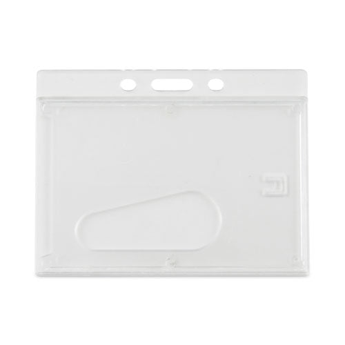 Image of Advantus Frosted One-Card Rigid Badge Holders, Horizontal, Frosted 3.68" x 2.75" Holder, 3.38" x 2.13" Insert, 25/Box
