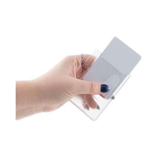 Image of Advantus Frosted One-Card Rigid Badge Holders, Horizontal, Frosted 3.68" x 2.75" Holder, 3.38" x 2.13" Insert, 25/Box