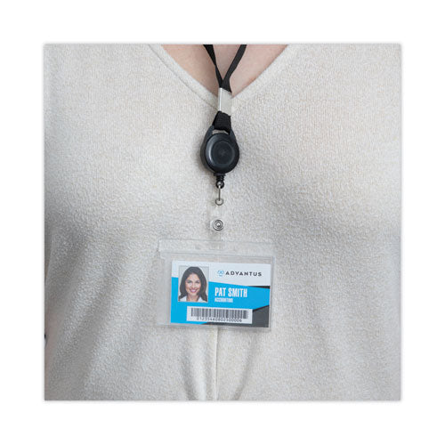 Image of Advantus Frosted One-Card Rigid Badge Holders, Horizontal, Frosted 3.68" x 2.75" Holder, 3.38" x 2.13" Insert, 25/Box