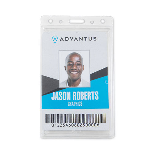 Image of Advantus Frosted Two-Card Rigid Badge Holders, Vertical, Frosted 2.5" x 4.13" Holder, 2.13" x 3.38" Insert, 25/Box