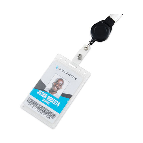 Image of Advantus Frosted Two-Card Rigid Badge Holders, Vertical, Frosted 2.5" x 4.13" Holder, 2.13" x 3.38" Insert, 25/Box