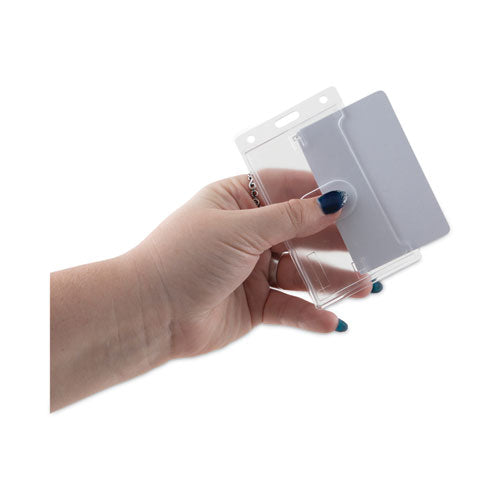 Image of Advantus Frosted Two-Card Rigid Badge Holders, Vertical, Frosted 2.5" x 4.13" Holder, 2.13" x 3.38" Insert, 25/Box