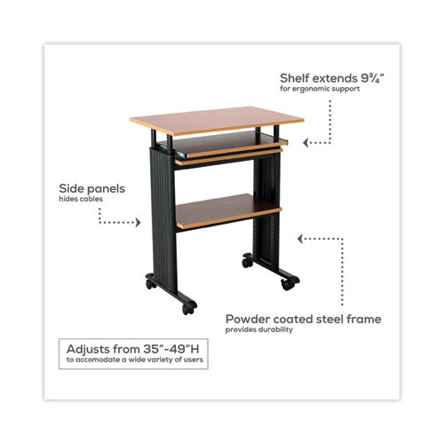 Image of Safco® Muv Stand-Up Adjustable-Height Desk, 29.5" X 22" X 35" To 49", Cherry/black