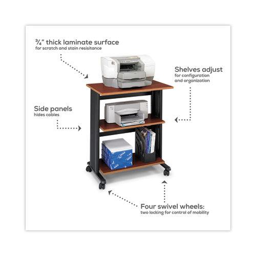 Image of Safco® Muv Three Level Machine Cart/Printer Stand, Engineered Wood, 3 Shelves, 29.5" x 20" x 35", Cherry/Black