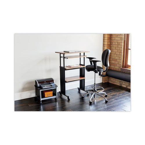 Image of Safco® Muv Stand-Up Adjustable-Height Desk, 29.5" X 22" X 35" To 49", Cherry/black