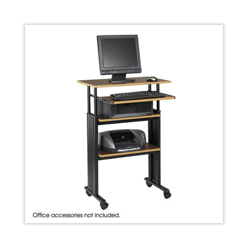 Image of Safco® Muv Stand-Up Adjustable-Height Desk, 29.5" X 22" X 35" To 49", Cherry/black