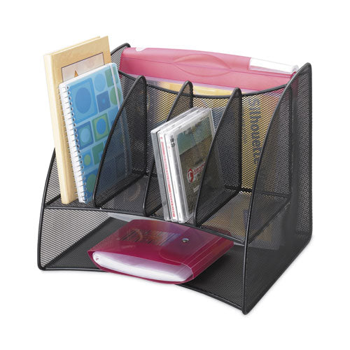 Image of Safco® Onyx Mesh Corner Organizer, Six Sections, 15 X 11 X 13, Black