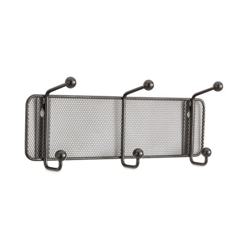 Image of Safco® Onyx Mesh Wall Racks, 3 Hook, 14.75w x 3d x 5.5h, Black