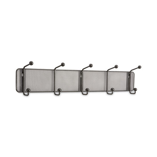 Image of Safco® Onyx Mesh Wall Racks, 5 Hook, 26.75w x 3d x 5.5h, Black