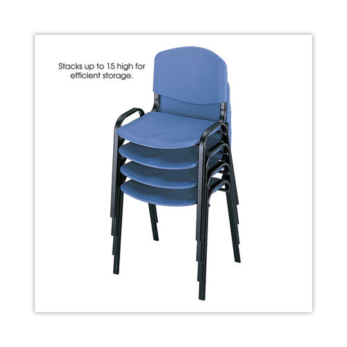 Image of Safco® Stacking Chair, Supports Up to 250 lb, 18" Seat Height, Blue Seat, Blue Back, Black Base, 4/Carton