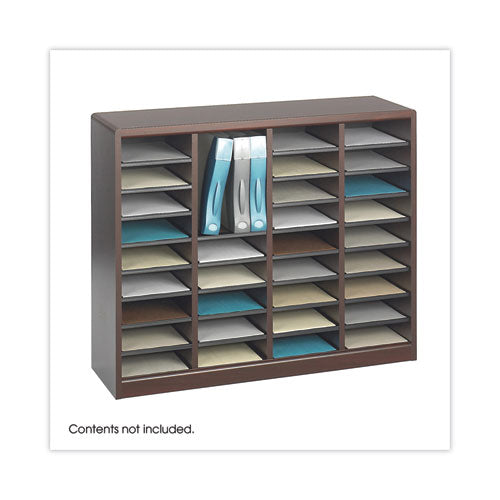 Image of Safco® WOOD/FIBERBOARD E-Z STOR SORTER, 36 COMPARTMENTS, 40 X 11.75 X 32.5, MAHOGANY