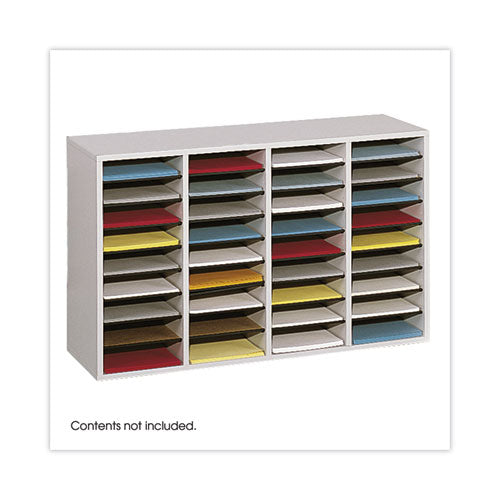 Image of Safco® Wood/Laminate Literature Sorter, 36 Compartments, 39.25 x 11.75 x 24, Gray