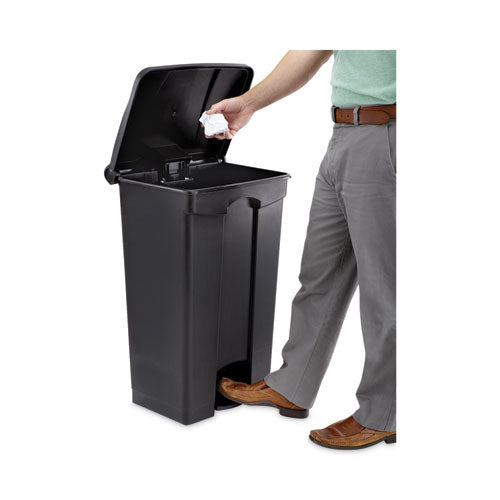 Image of Safco® Large Capacity Plastic Step-On Receptacle, 23 gal, Plastic, Black
