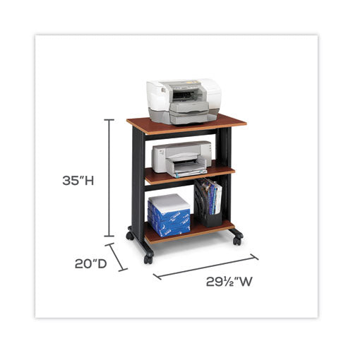 Image of Safco® Muv Three Level Machine Cart/Printer Stand, Engineered Wood, 3 Shelves, 29.5" x 20" x 35", Cherry/Black