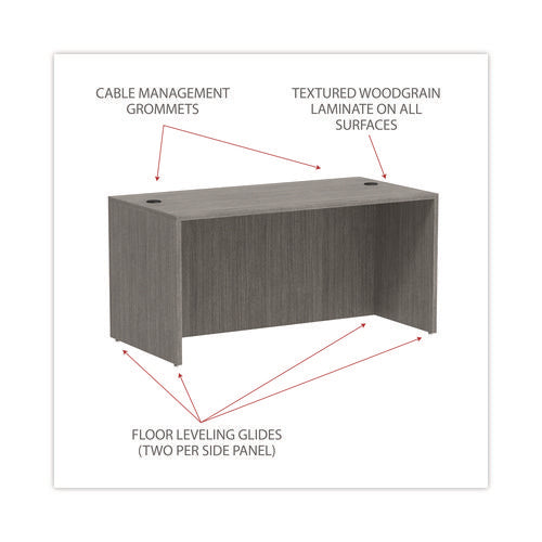 Image of Alera® Alera Valencia Series Straight Front Desk Shell, 59.13" x 29.5" x 29.63", Gray