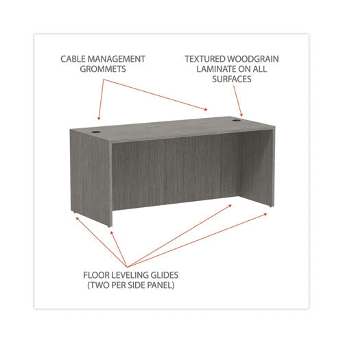 Image of Alera® Alera Valencia Series Straight Front Desk Shell, 65" x 29.5" x 29.63", Gray