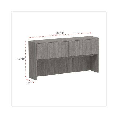 Image of Alera® Alera Valencia Series Hutch with Doors, 4 Compartments, 70.63w x 15d x 35.38h, Gray