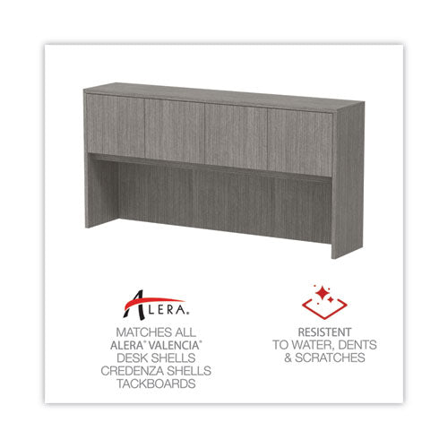 Image of Alera® Alera Valencia Series Hutch with Doors, 4 Compartments, 70.63w x 15d x 35.38h, Gray
