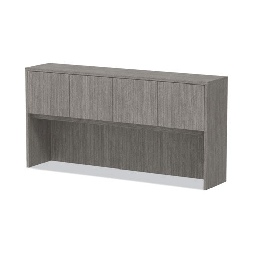 Image of Alera® Alera Valencia Series Hutch with Doors, 4 Compartments, 70.63w x 15d x 35.38h, Gray