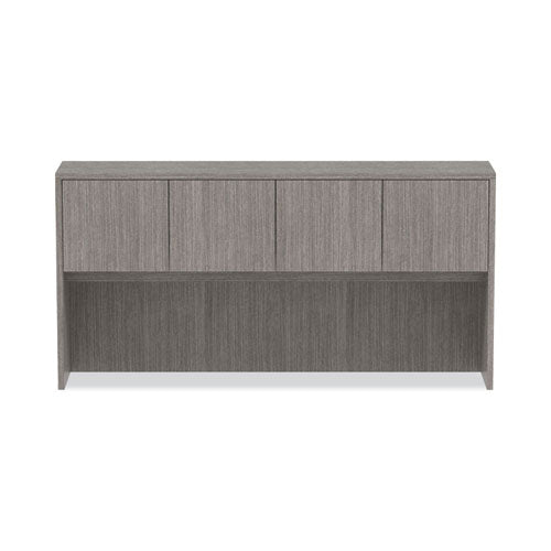 Image of Alera® Alera Valencia Series Hutch with Doors, 4 Compartments, 70.63w x 15d x 35.38h, Gray