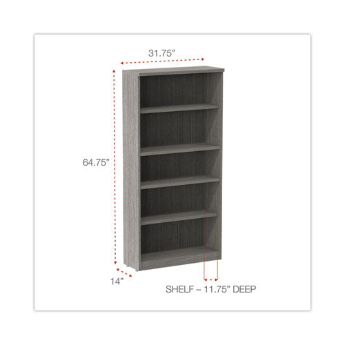 Image of Alera® Alera Valencia Series Bookcase, Five-Shelf, 31.75w x 14d x 64.75h, Gray