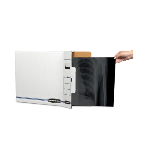 Image of Bankers Box® X-Ray Storage Boxes, 5" X 18.75" X 14.88", White/blue, 6/carton