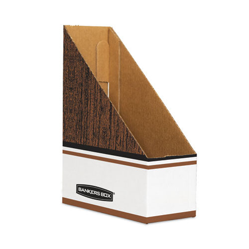 Image of Bankers Box® Corrugated Cardboard Magazine File, 4 X 9 X 11.5, Wood Grain, 12/carton
