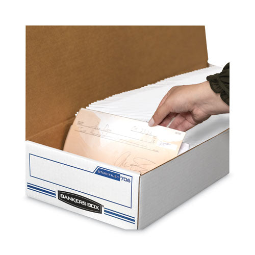 Image of Bankers Box® Stor/file Check Boxes, 9.25" X 25" X 4.13", White/blue, 12/carton