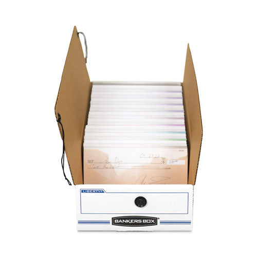 Image of Bankers Box® Liberty Check And Form Boxes, 9.5" X 23.75" X 4.5", White/blue, 12/carton