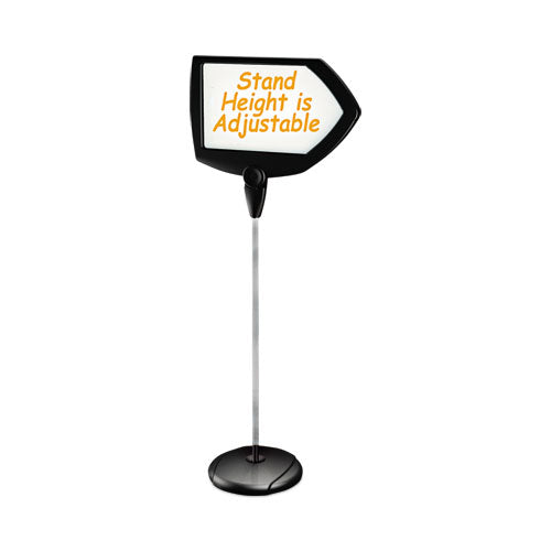 Image of MasterVision® Magnetic Dry Erase Floor Stand Signs, White 25" x 17" Arrow Surface, Black/Silver Frame, 25" x 10" x 38" to 63"