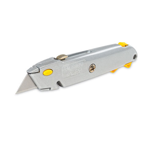 Image of Stanley® Quick-Change Utility Knife with Twine Cutter and (3) Retractable Blades, 6" Metal Handle, Gray