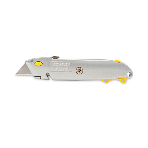 Image of Stanley® Quick-Change Utility Knife with Twine Cutter and (3) Retractable Blades, 6" Metal Handle, Gray