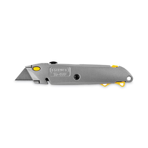 Image of Stanley® Quick-Change Utility Knife with Twine Cutter and (3) Retractable Blades, 6" Metal Handle, Gray