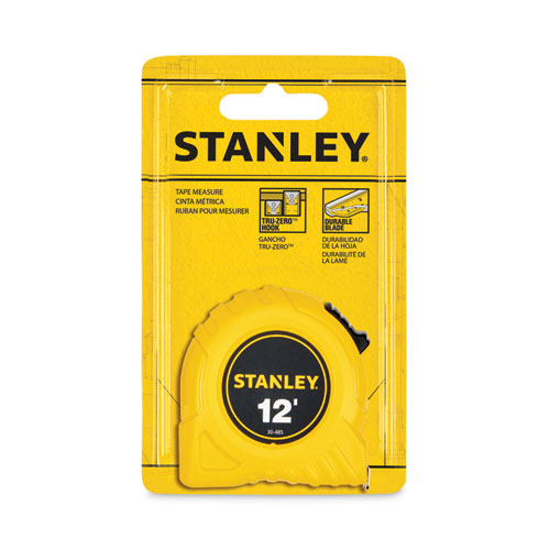 Image of Stanley Bostitch® Power Return Tape Measure w/Belt Clip, 0. 12ft, Yellow