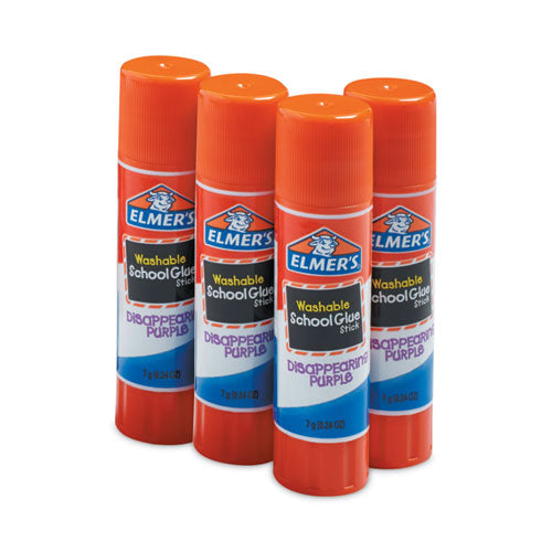 Image of Elmer's® Washable School Glue Sticks, 0.24 Oz, Applies Purple, Dries Clear, 4/pack
