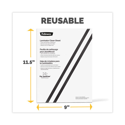 Image of Fellowes® Laminator Cleaning Sheets, 3 To 10 Mil, 8.5" X 11", White, 10/pack