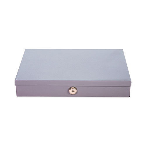 Image of CONTROLTEK® Heavy Duty Low Profile Cash Box, 6 Compartments, 11.5 x 8.2 x 2.2, Gray