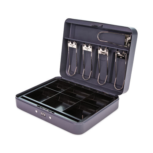 Image of CONTROLTEK® Cash Box with Combination Lock, 6 Compartments, 11.8 x 9.5 x 3.2, Charcoal