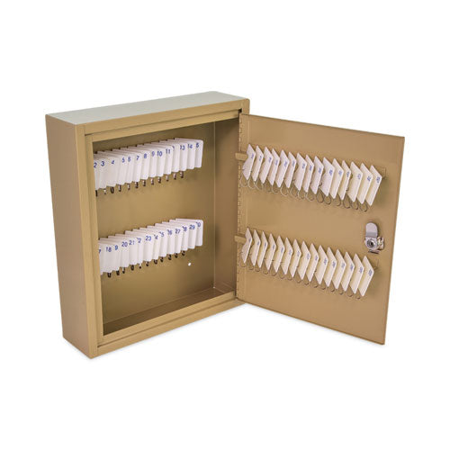Image of CONTROLTEK® Key Lockable Key Cabinet, 60-Key, Metal, Sand, 10.63 x 3 x 12.13