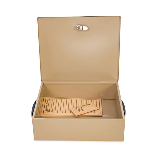 Image of CONTROLTEK® Jumbo Locking Cash Box, 1 Compartment, 14.38 x 11 x 4.13, Sand
