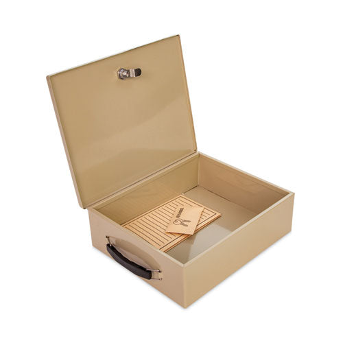 Image of CONTROLTEK® Jumbo Locking Cash Box, 1 Compartment, 14.38 x 11 x 4.13, Sand