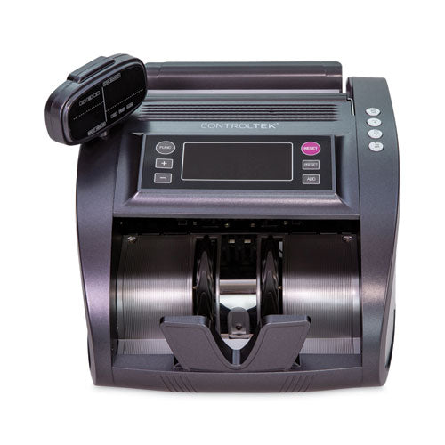 Image of CONTROLTEK® Bill Counter with Counterfeit Detection, 1,200 Bills/min, 11.41 x 9.45 x 8.66, Charcoal Gray