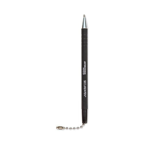 Image of CONTROLTEK® Replacement Antimicrobial Ballpoint Counter Pen, Medium 1 mm, Black Ink, Black Barrel