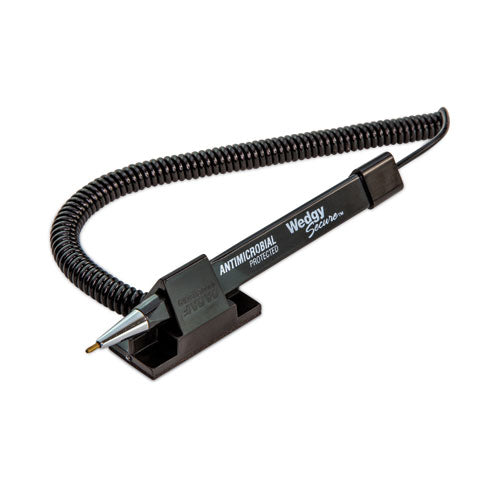 Image of CONTROLTEK® Wedgy Secure Antimicrobial Ballpoint Counter Pen, Fine 0.5 mm, Black Ink, Black Barrel