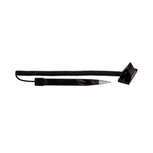 Image of CONTROLTEK® Wedgy Secure Antimicrobial Ballpoint Counter Pen, Fine 0.5 mm, Black Ink, Black Barrel