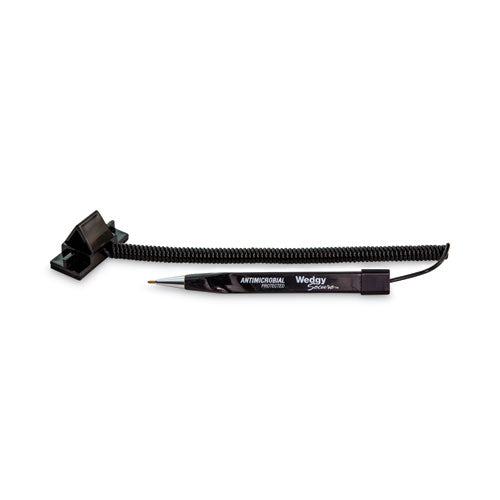 Image of CONTROLTEK® Wedgy Secure Antimicrobial Ballpoint Counter Pen, Fine 0.5 mm, Black Ink, Black Barrel