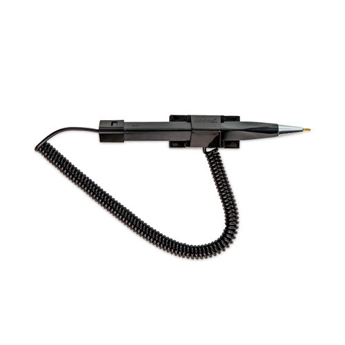 Image of CONTROLTEK® Wedgy Secure Antimicrobial Ballpoint Counter Pen, Fine 0.5 mm, Black Ink, Black Barrel