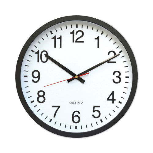 Image of Universal® Classic Round Wall Clock, 12.63" Overall Diameter, Black Case, 1 Aa (sold Separately)