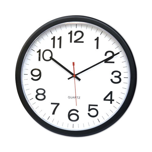 Image of Universal® Indoor/outdoor Round Wall Clock, 13.5" Overall Diameter, Black Case, 1 Aa (sold Separately)